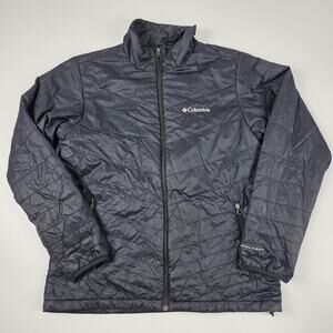 Columbia Jacket Mens Medium Black Omni-Heat Insulated Full Zip Packable Outdoors